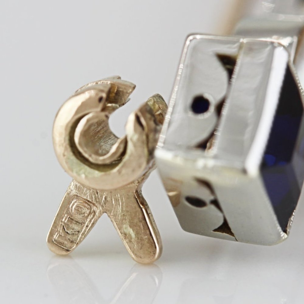Vintage 13k White Gold Sapphire & Pearl Pin / Brooch - Picture 6 of 8